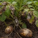 how to stop blight on potatoes with fungal patches visible on foliage