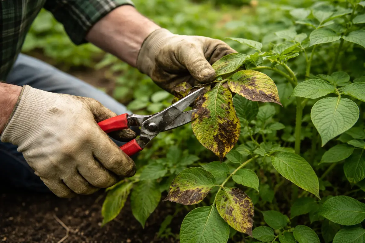 how to stop blight on potatoes prune away infected potato leaves immediately