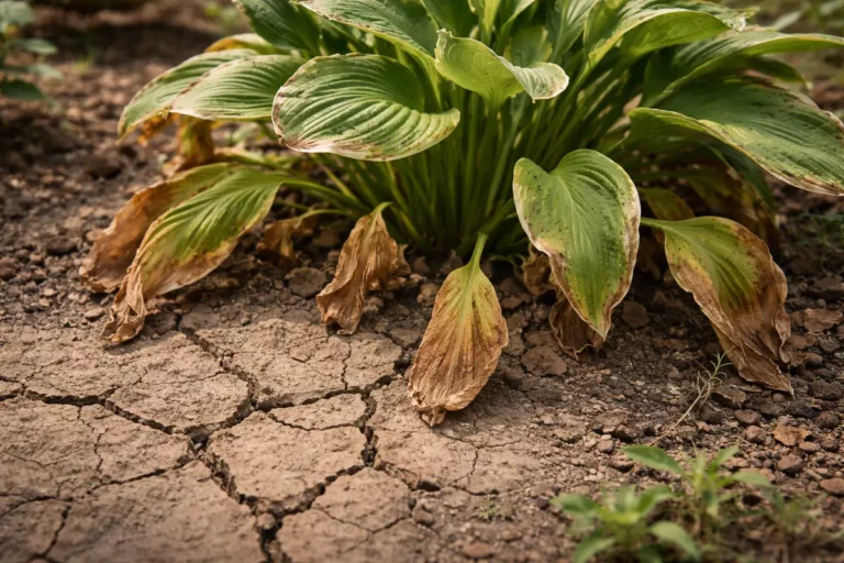 how to stop browning edges with cracked dry soil around the plant