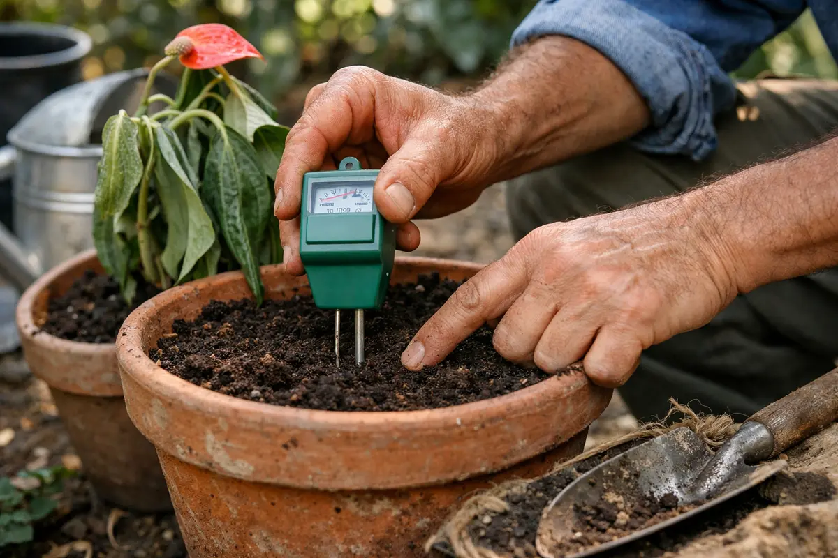 how to stop drooping growth on test soil moisture for overwatering issues