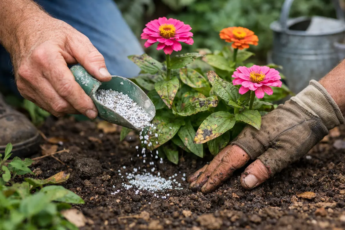 how to stop leaf spots on zinnias fertilize zinnias for quick recovery