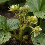 how to stop pests on strawberries with pest damage visible on leaves