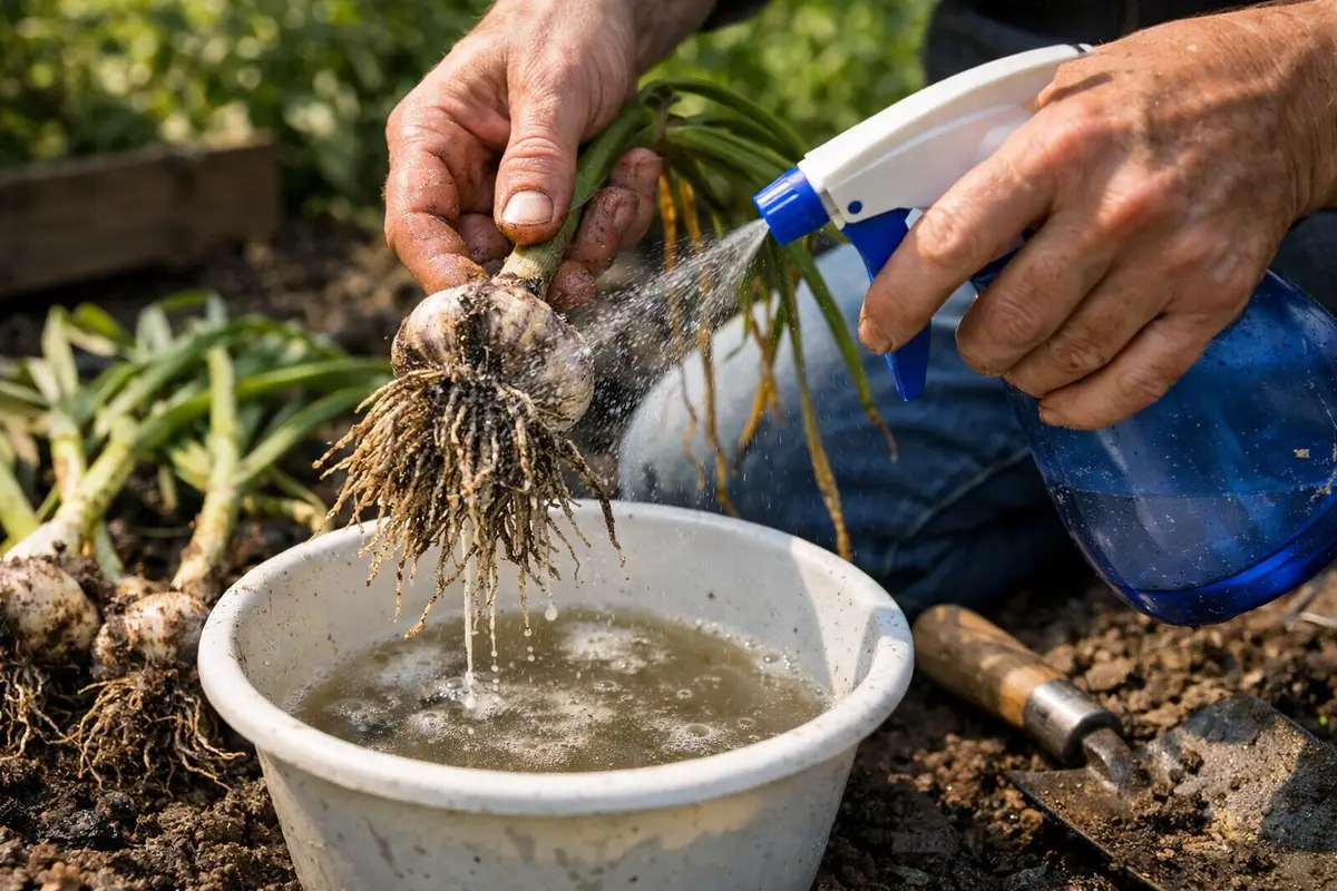 how to stop root rot in treat garlic roots with fungicide solution