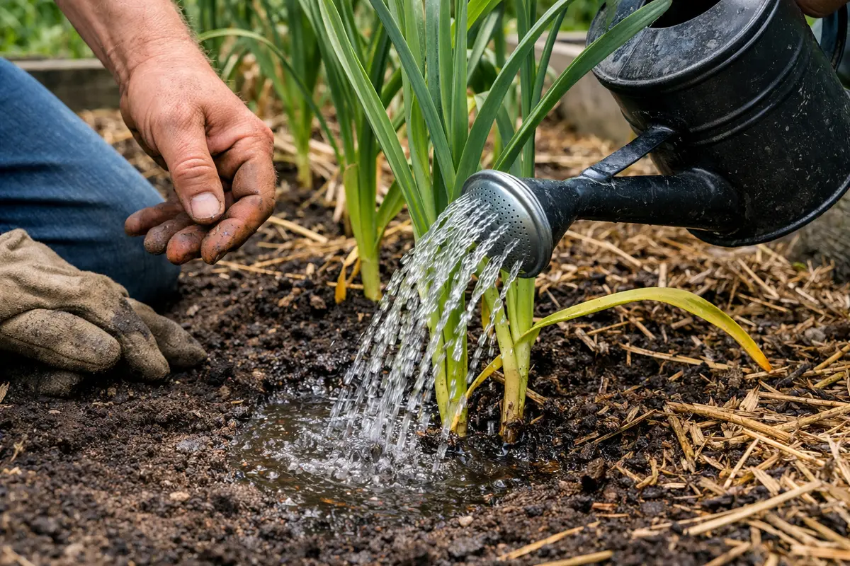 how to stop root water garlic only at base to prevent rot