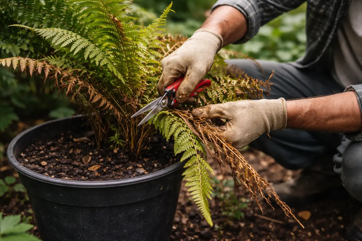 how to stop root rot in potted trim overwatered fern leaves immediately
