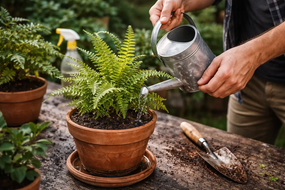 how to stop root rot in potted water ferns sparingly after overwatering