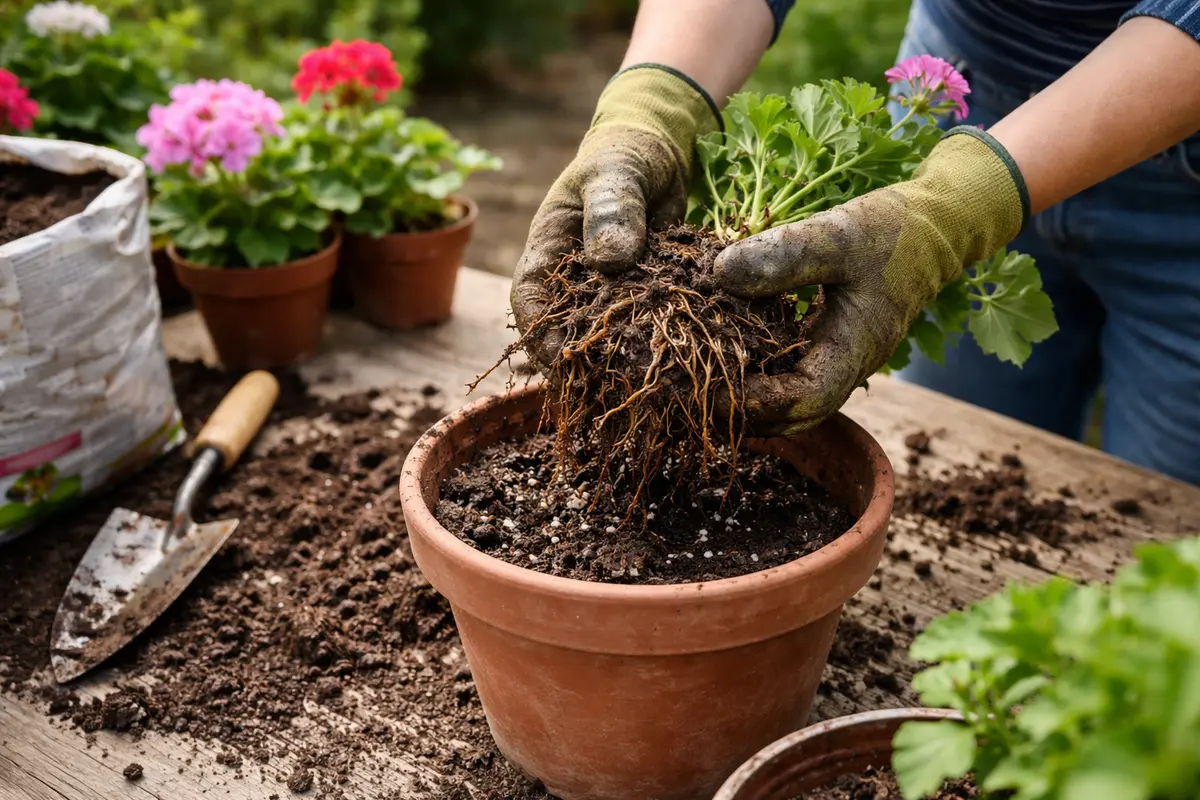 how to stop root rot in repot geraniums to recover from overwatering