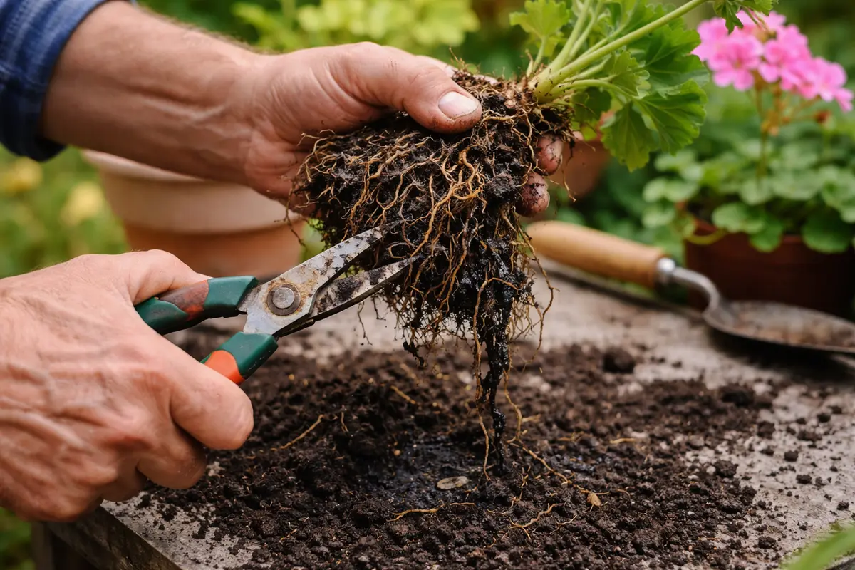 how to stop root rot in trim off rotting geranium roots quickly
