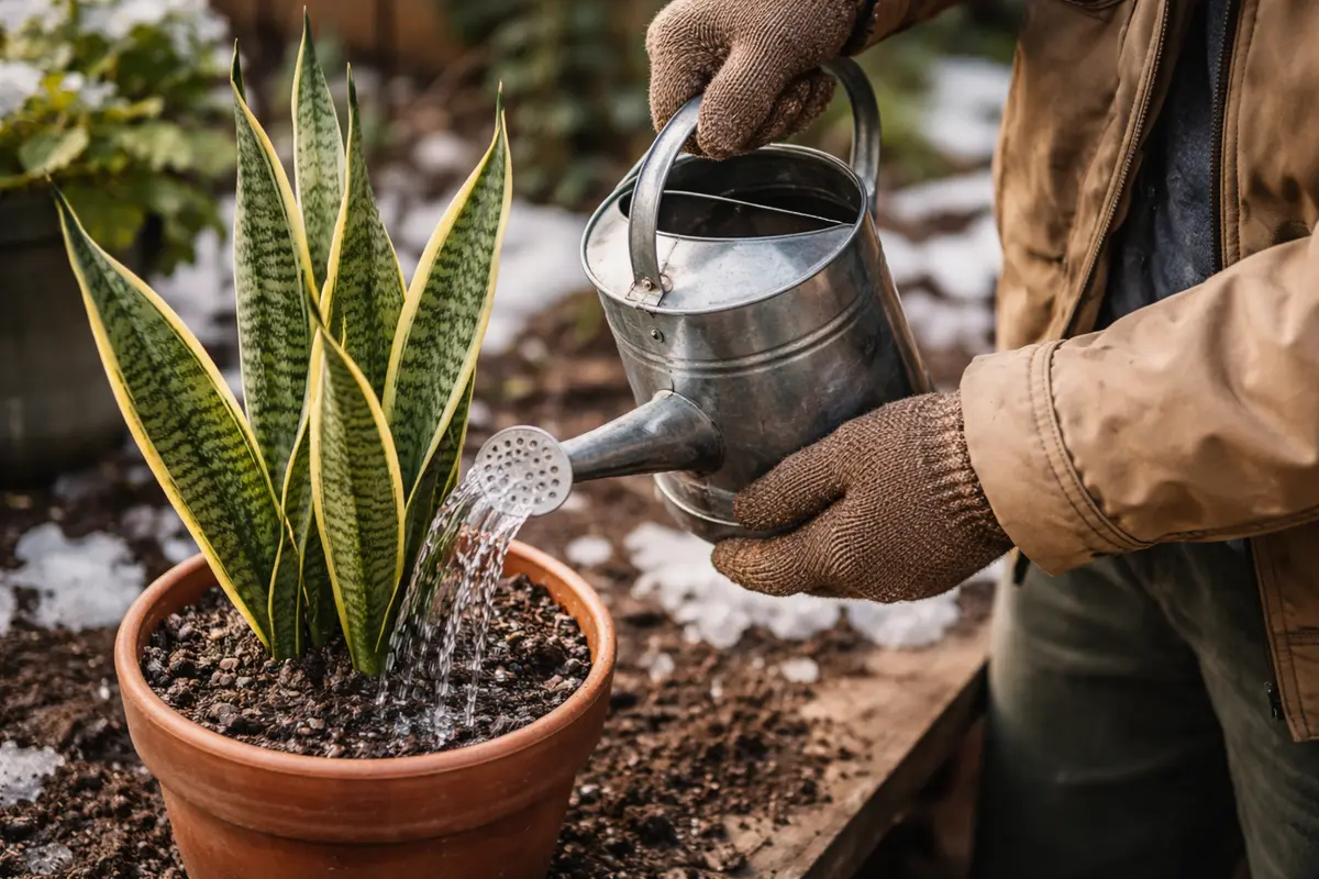 how to stop root rot in water snake plants sparingly in winter