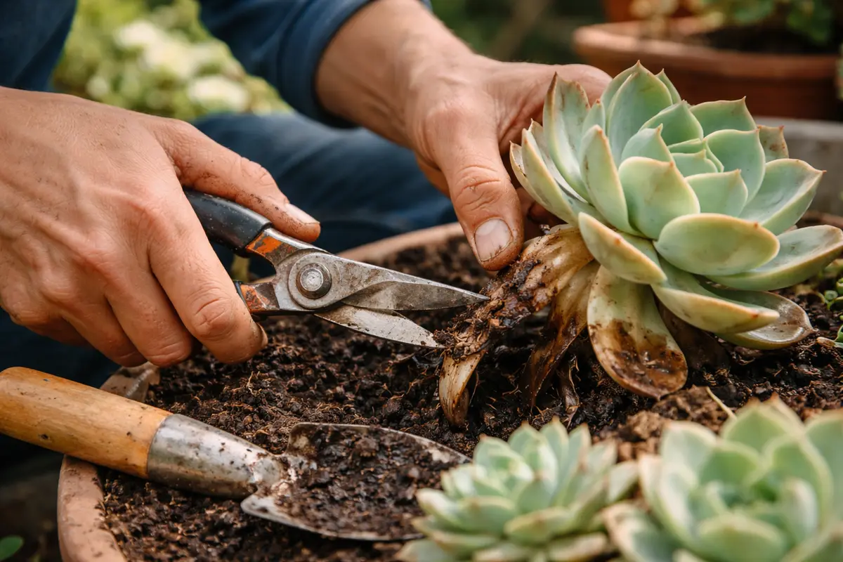 how to stop root rot in succulents trim off rotting succulent leaves