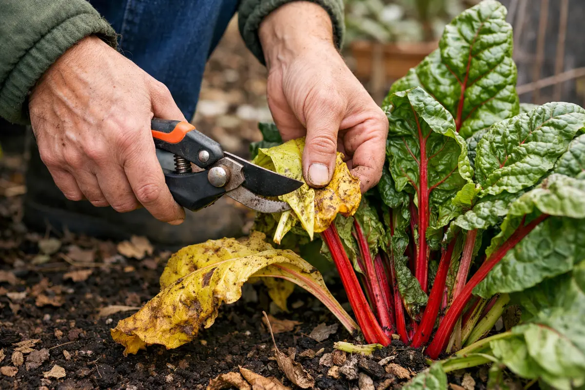how to stop yellowing leaves on chard trim yellowing chard leaves promptly