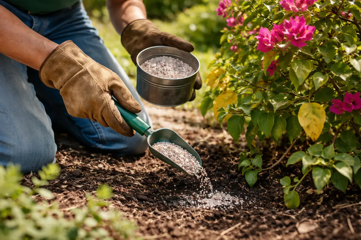 how to stop yellowing leaves on my fertilize bougainvillea to encourage recovery