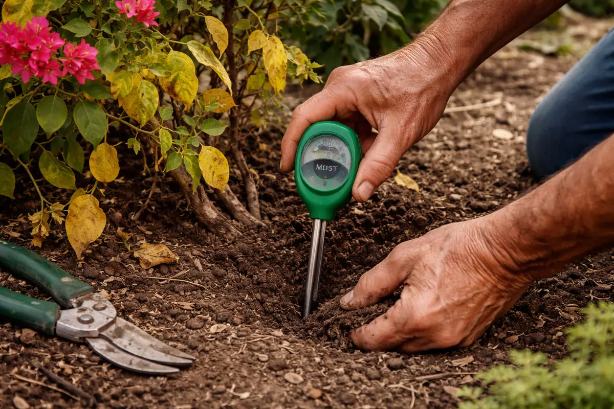 how to stop yellowing leaves on test soil moisture for drought symptoms