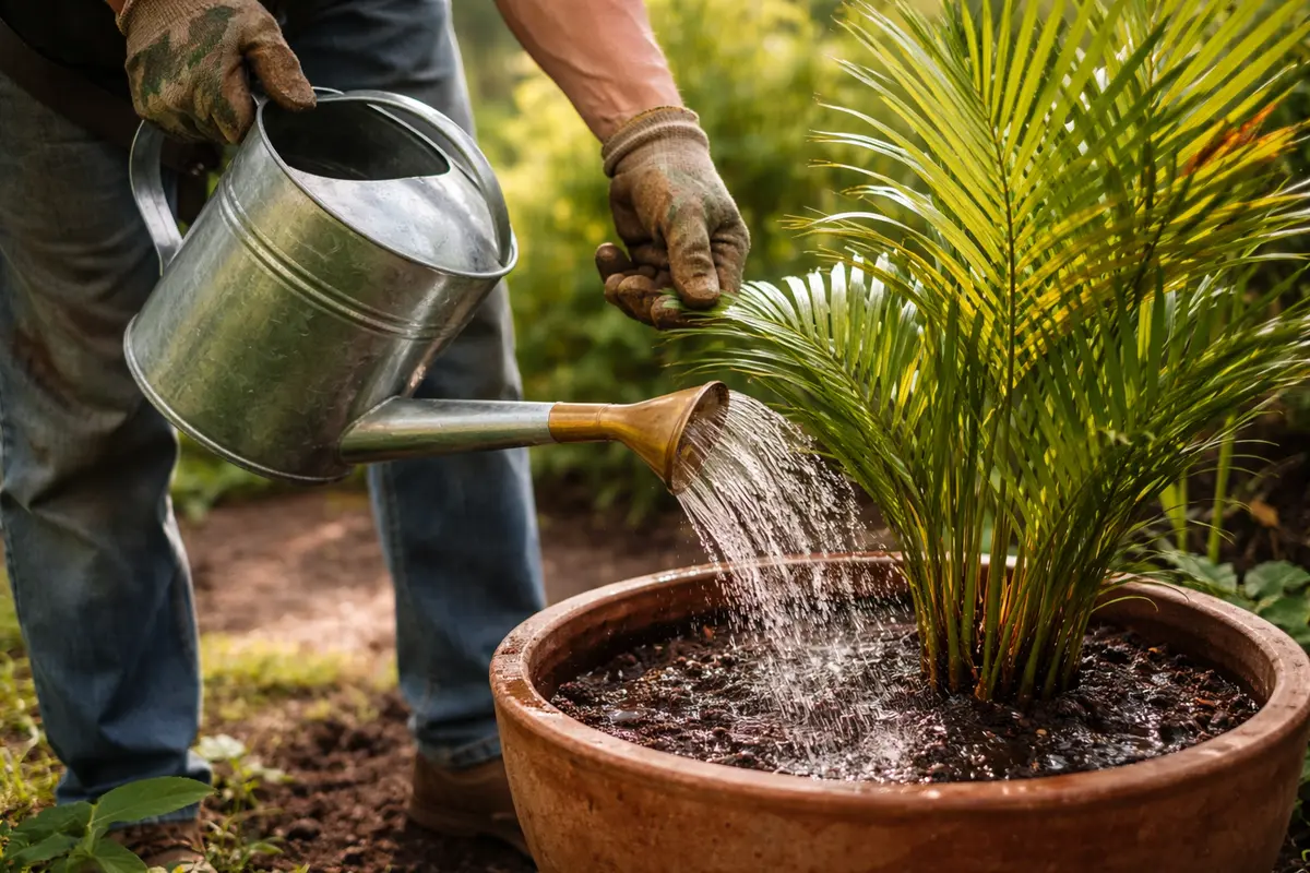 how to stop yellowing leaves on water deeply to revive palm plants