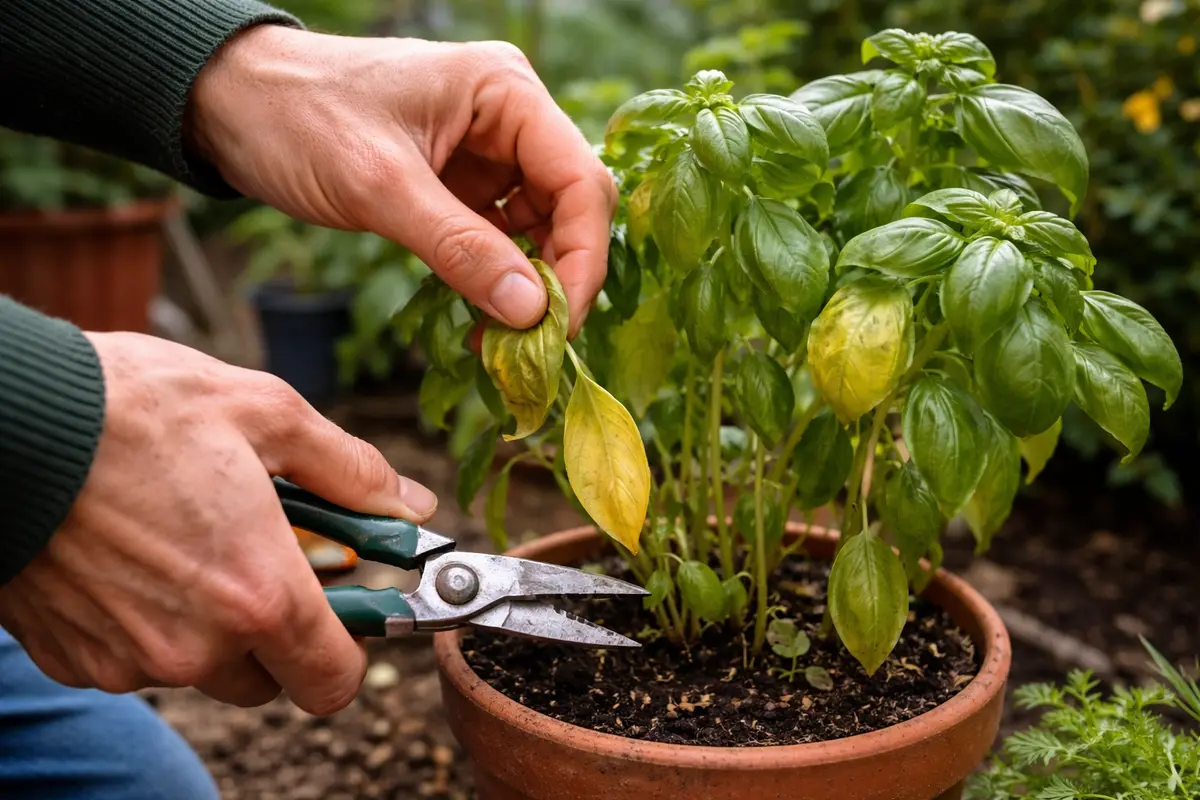 how to stop yellowing leaves on potted trim yellowing herb leaves immediately
