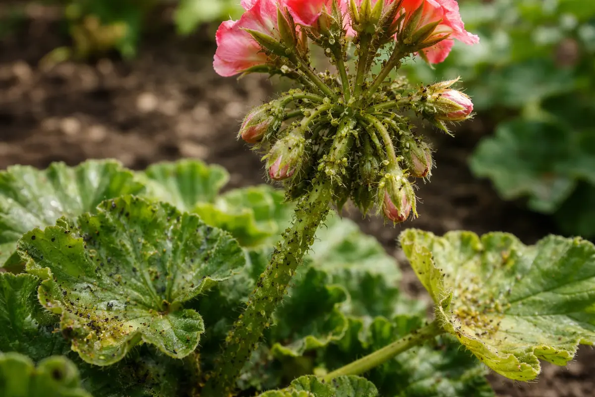 how to treat aphid infestations on with pest damage visible on leaves