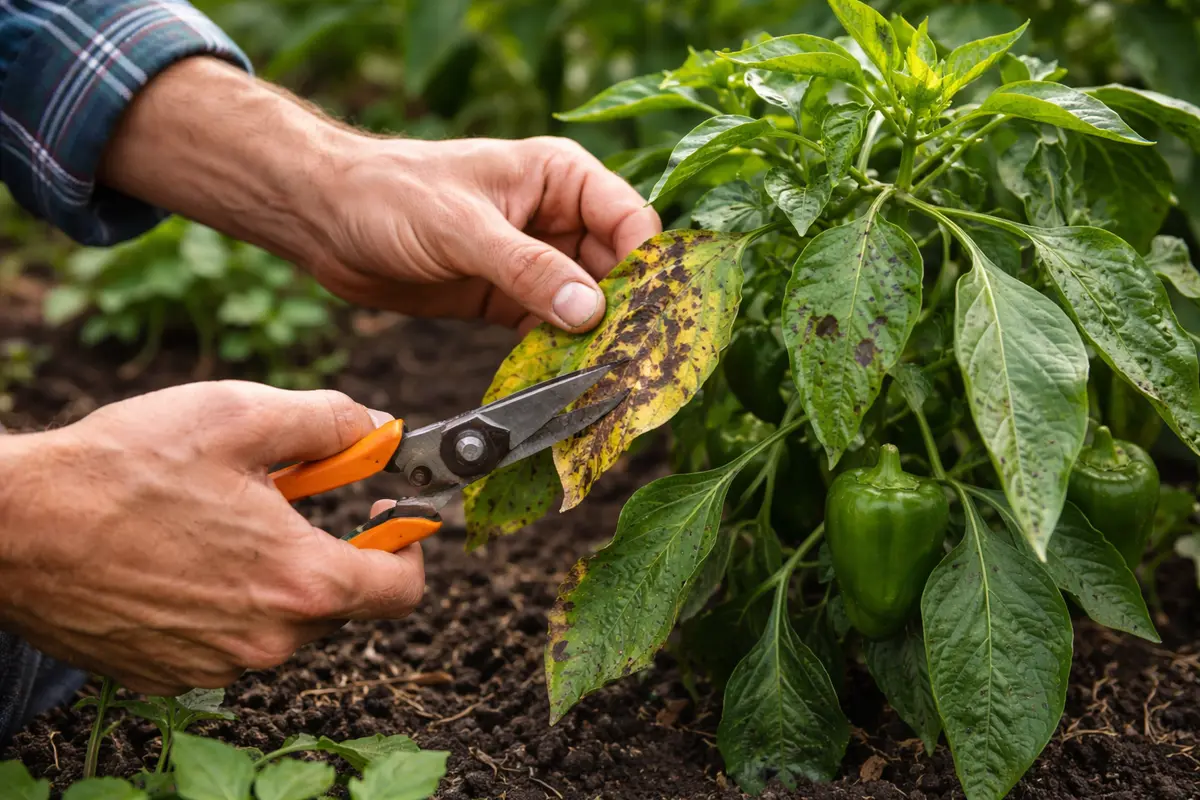 how to treat blight on bell prune affected bell pepper leaves asap