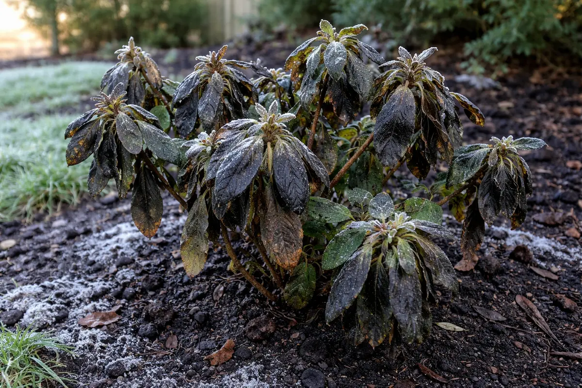 how to treat drooping azaleas after with cold-damaged leaves in the garden