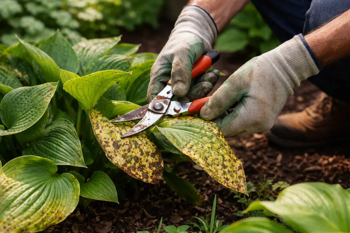 how to treat fungal spots on hostas prune infected hosta leaves promptly