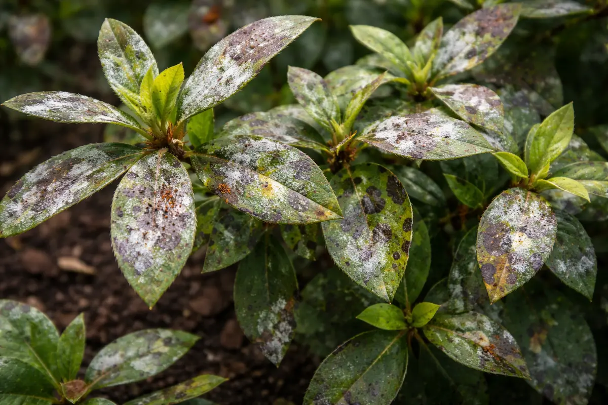 how to treat fungal spots on with fungal patches visible on foliage