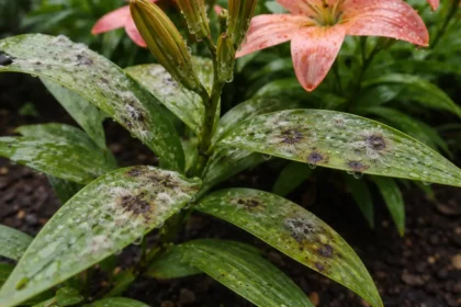 how to treat fungus on lilies with fungal patches visible on foliage