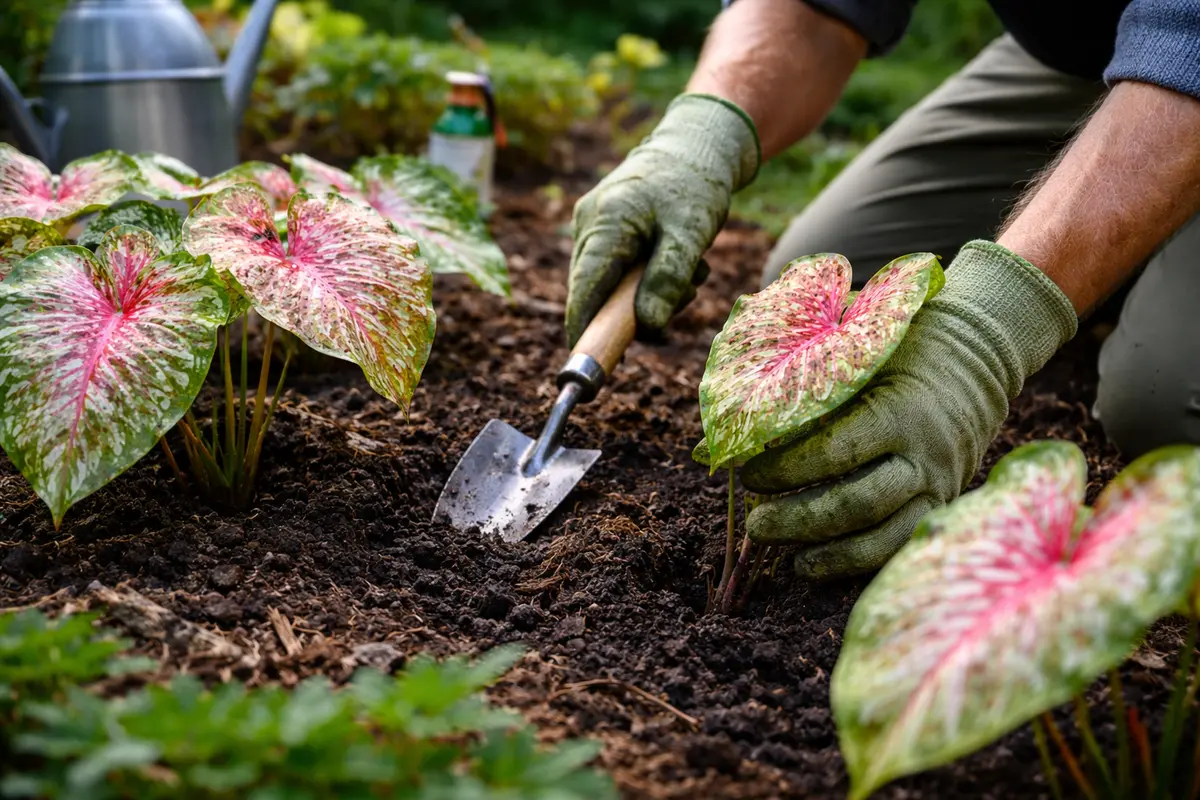 how to treat leaf spots on protect caladiums with proper spacing techniques