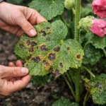 how to treat leaf spots on with damaged foliage in outdoor soil