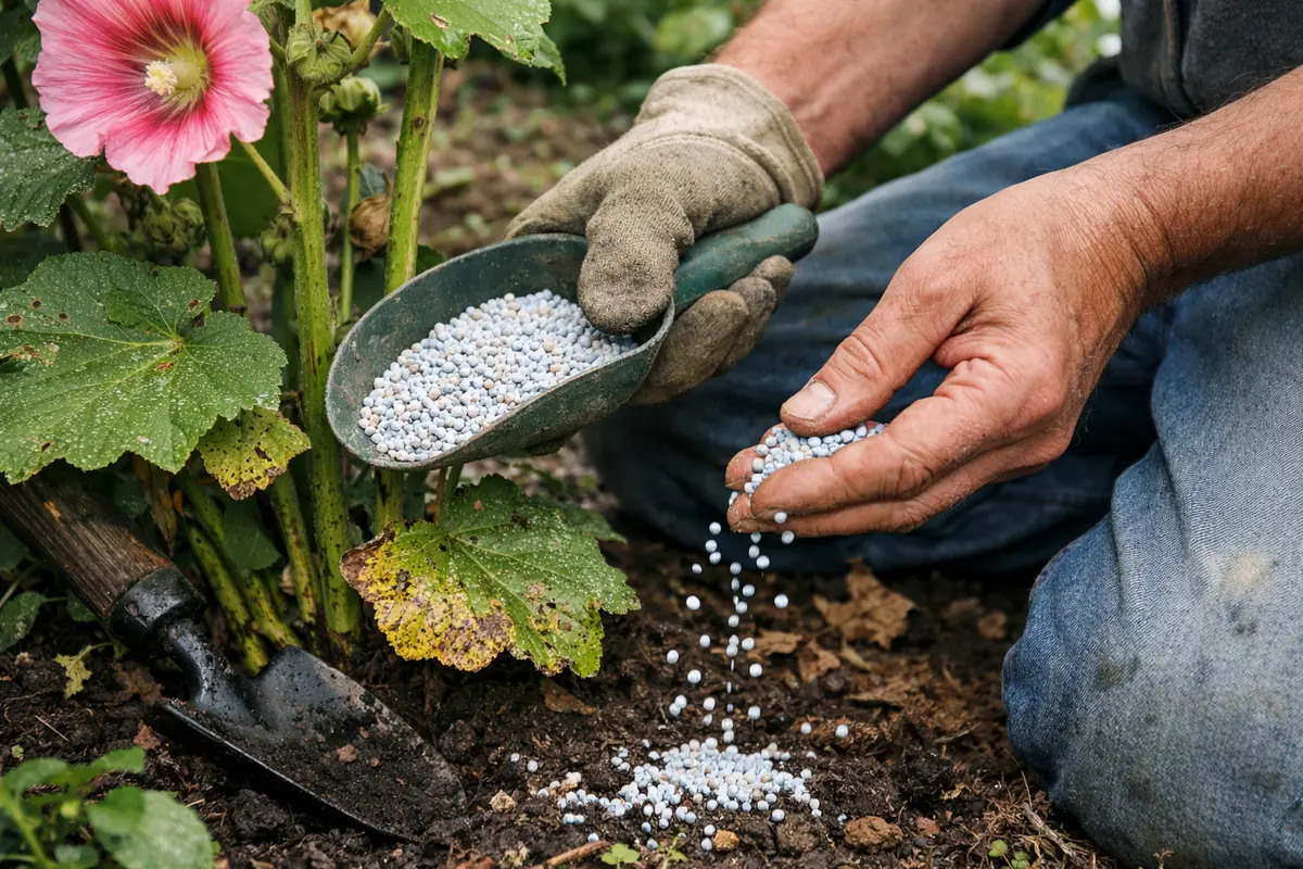 how to treat leaf spots on hollyhocks fertilize hollyhocks for improved health