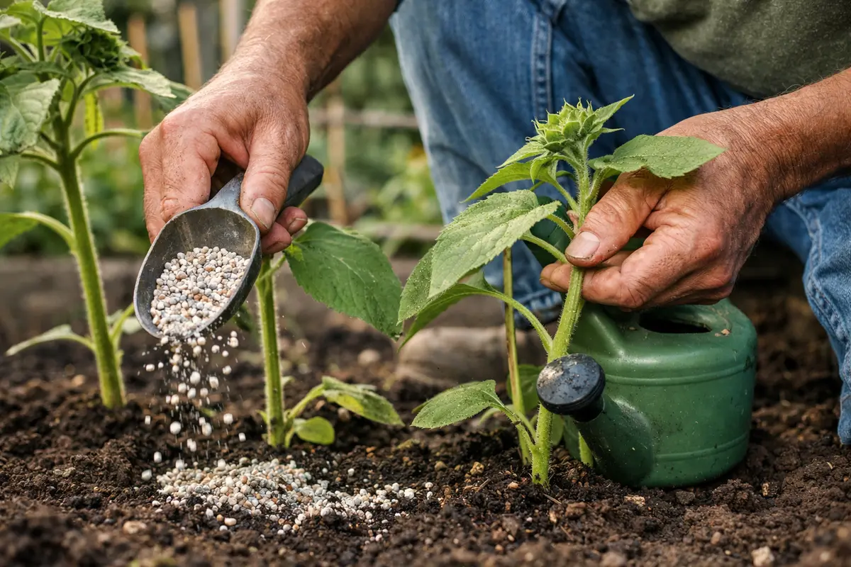 how to treat leggy growth in fertilize sunflowers to encourage robust growth