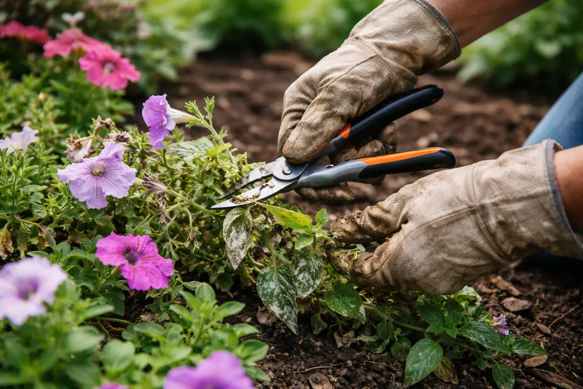 how to treat powdery mildew on petunias prune infected petunia foliage immediately