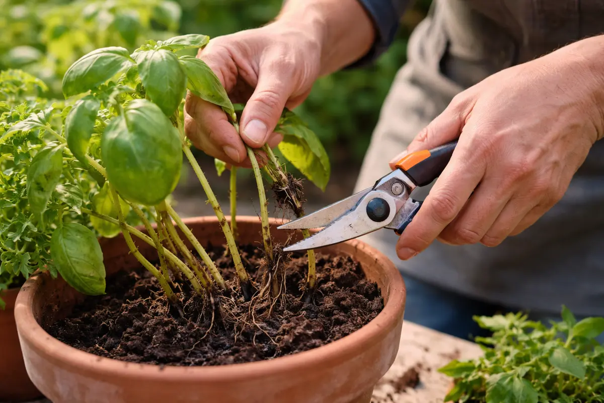 how to treat root rot in potted trim affected herb stems immediately