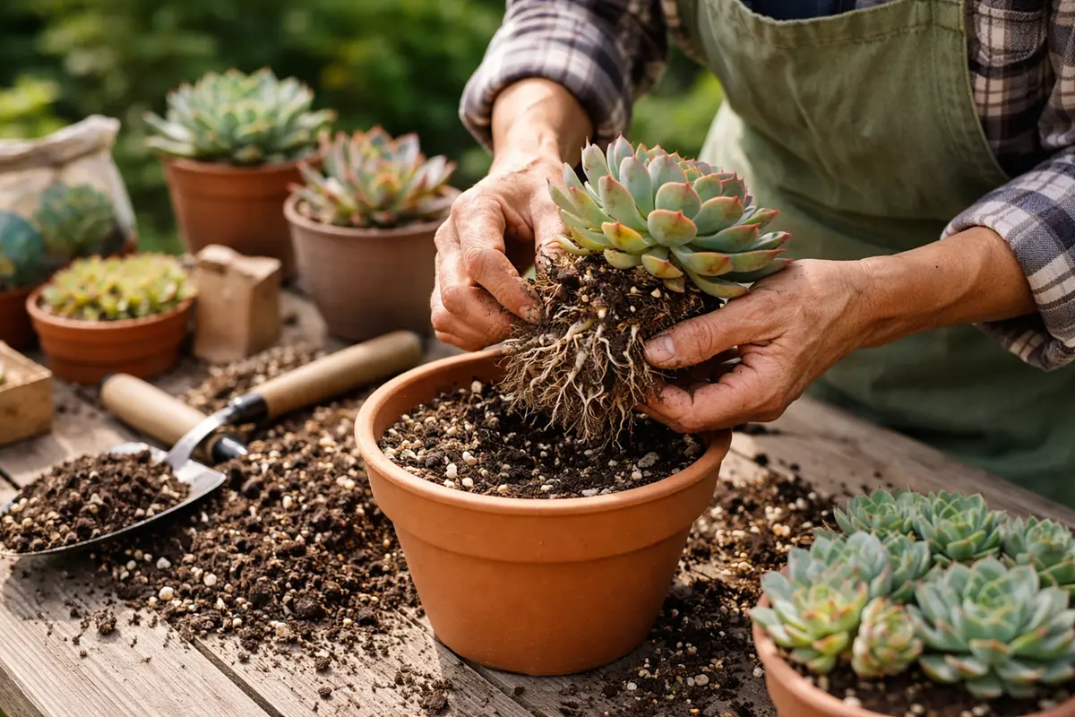how to treat root rot in repot succulent with fresh soil mixture