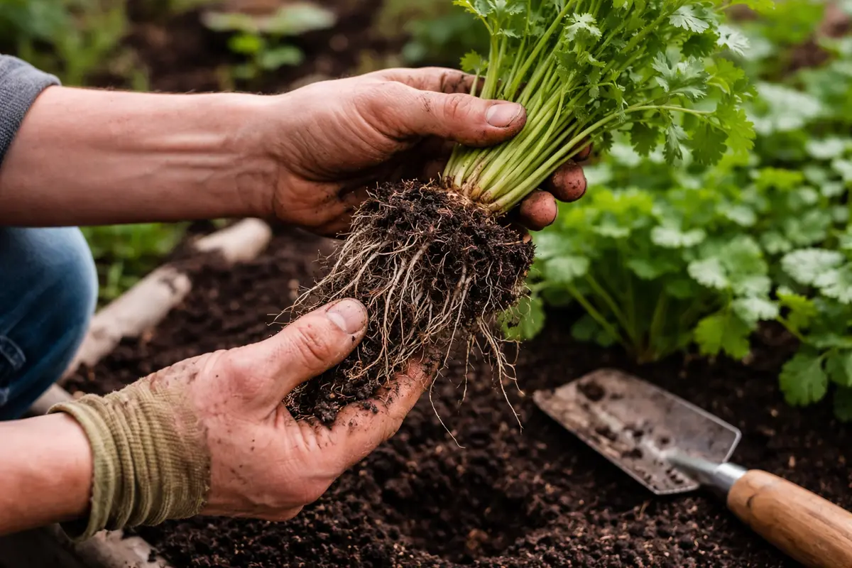 how to treat stunted growth inspect cilantro roots for signs of stress