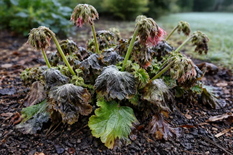 how to treat wilting geraniums after with cold-damaged leaves in the garden