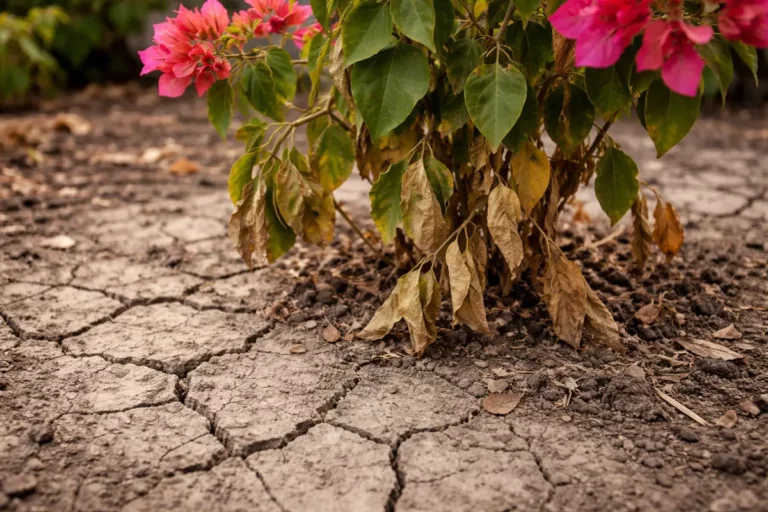 how to treat wilting leaves with cracked dry soil around the plant