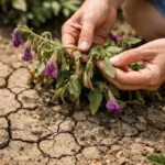 how to treat wilting petunias during with damaged foliage in outdoor soil