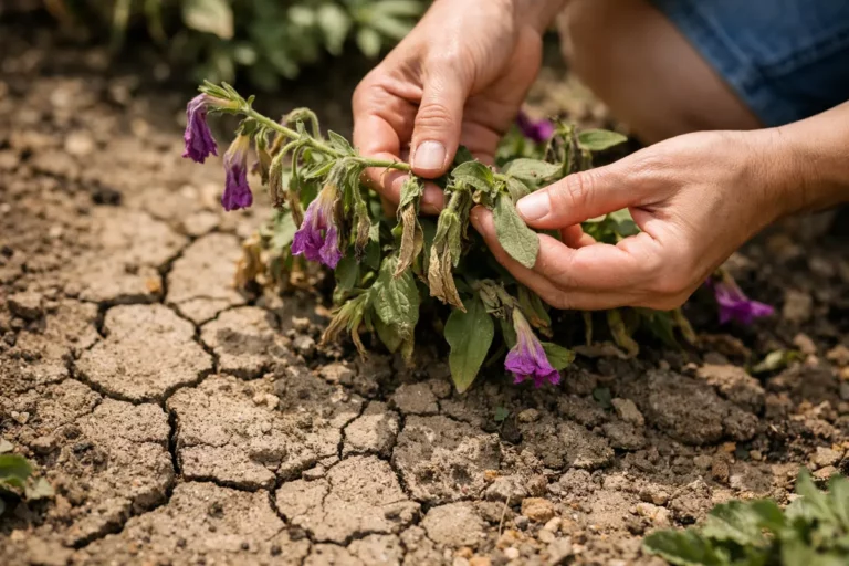 how to treat wilting petunias during with damaged foliage in outdoor soil