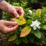 how to treat yellowing leaves on with damaged foliage in outdoor soil