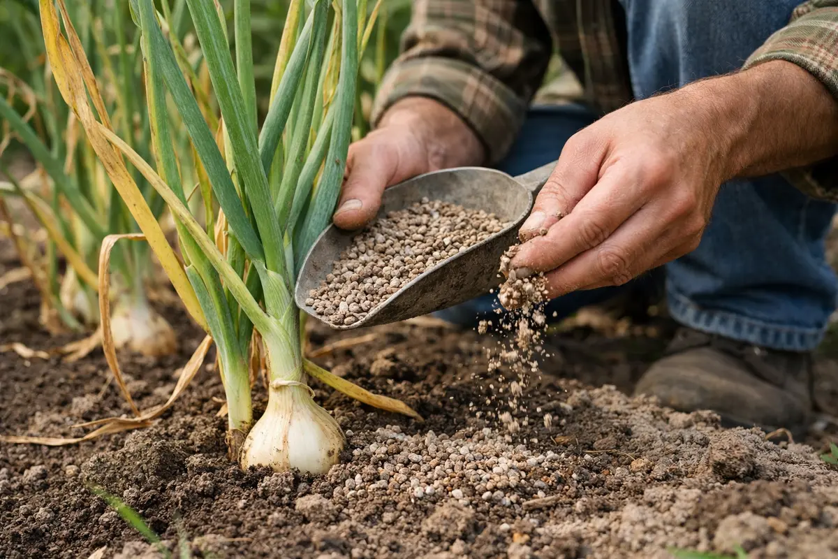 how to treat yellowing leaves on apply organic fertilizer to revive onions