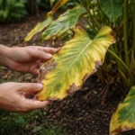 how to treat yellowing leaves on with damaged foliage in outdoor soil