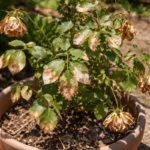 treating wilted roses in pots with scorched leaf edges in harsh sun