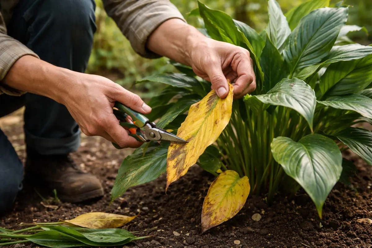 treating yellowing leaves on my indoor remove yellowing leaves from peace lily