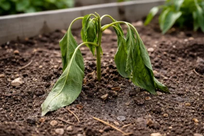 what to do if bell peppers with weak seedlings in garden soil