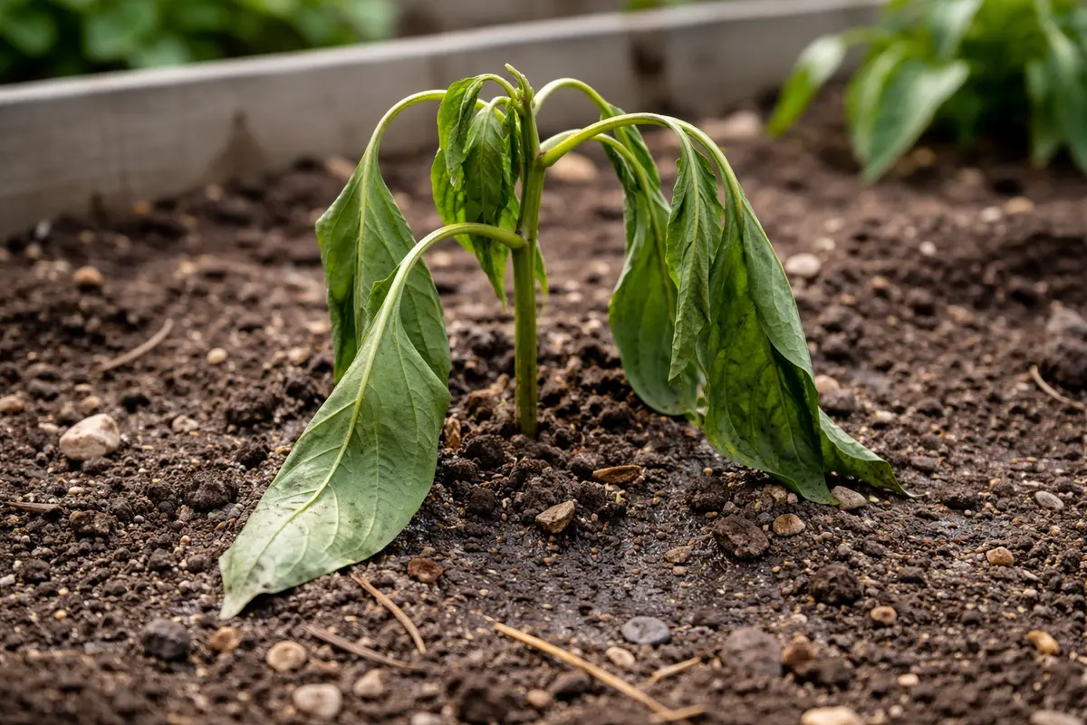 what to do if bell peppers with weak seedlings in garden soil