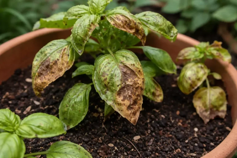 what to do if herb with visible browning or spots on leaves