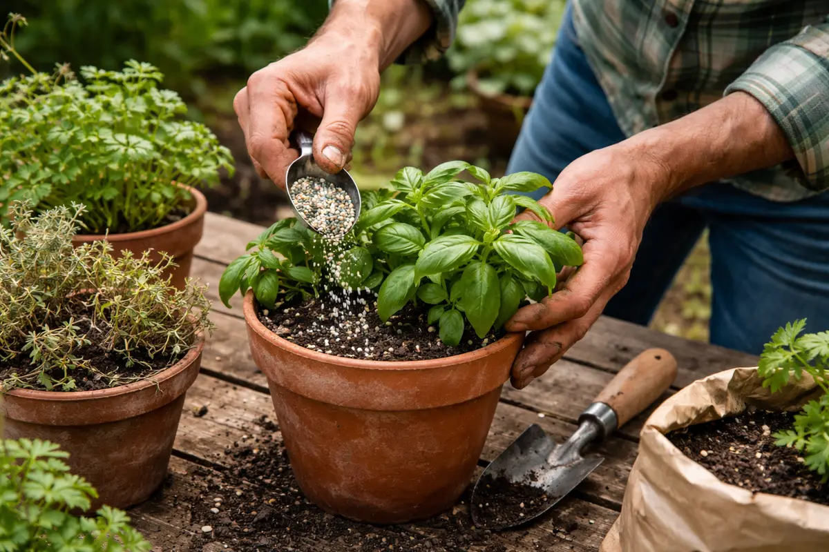what to do if herb leaves nourish herbs with balanced fertilizer mix