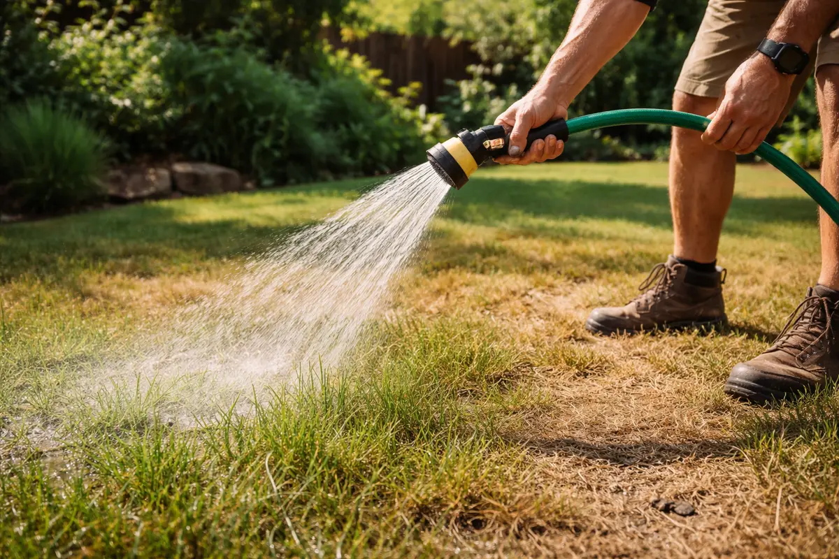 what to do if lawn starts water lawn deeply during hot days