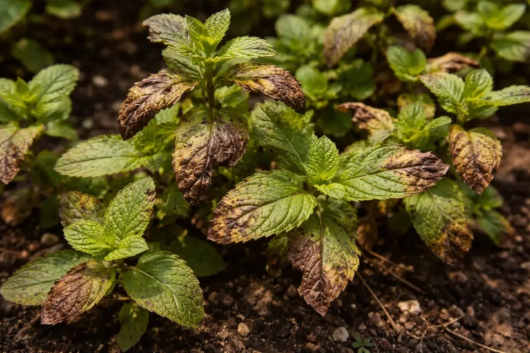 what to do if mint with visible browning or spots on leaves