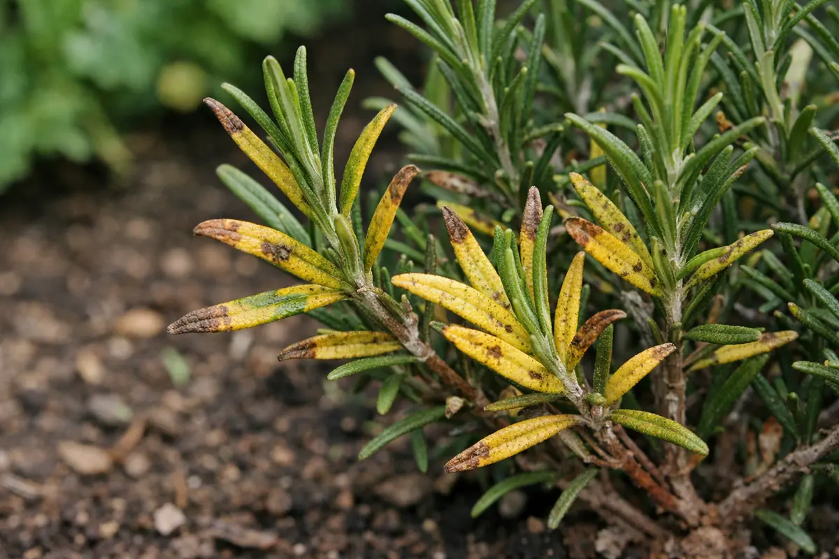 what to do if rosemary with visible browning or spots on leaves