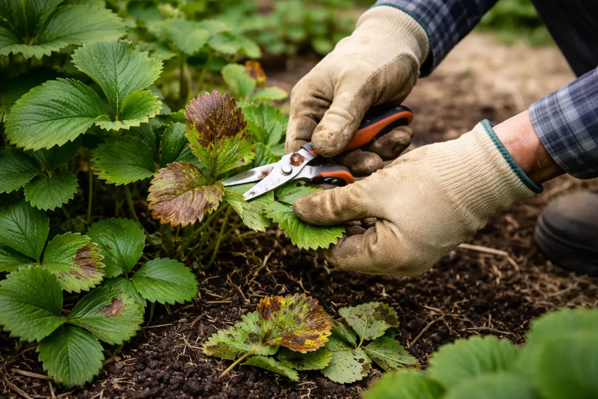 what to do if strawberries develop brown trim affected strawberry leaves immediately